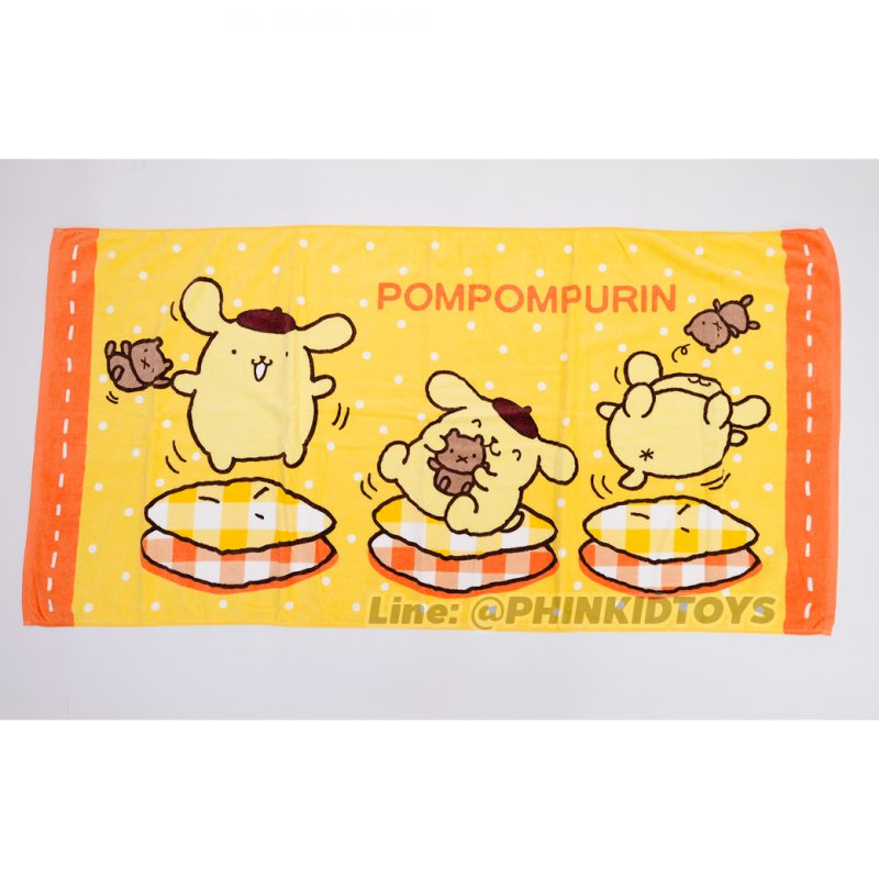 ผ้าขนหนูผืนเล็ก ผ้าเช็ดผม ผ้าเช็ดหน้า ลายปอมปอมปูริน Pompompurin 16x32นิ้ว