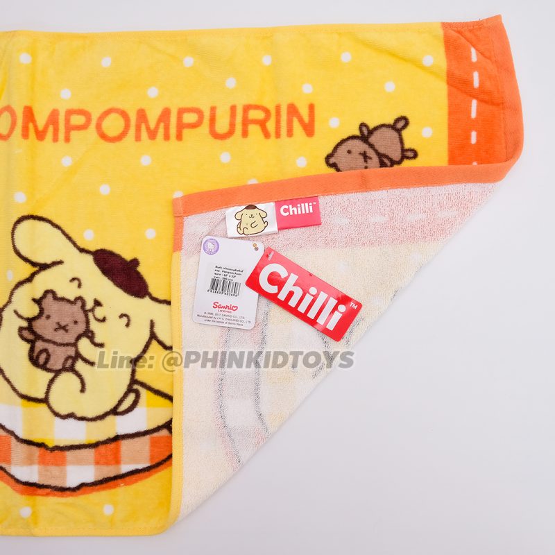 ผ้าขนหนูผืนเล็ก ผ้าเช็ดผม ผ้าเช็ดหน้า ลายปอมปอมปูริน Pompompurin 16x32นิ้ว