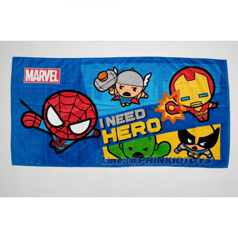 ผ้าขนหนู-ผ้าเช็ดตัวลายซุปเปอร์ฮีโร่มาเวล-Superhero-Marvel-27x54นิ้ว-ลาย02-สีน้ำเงิน