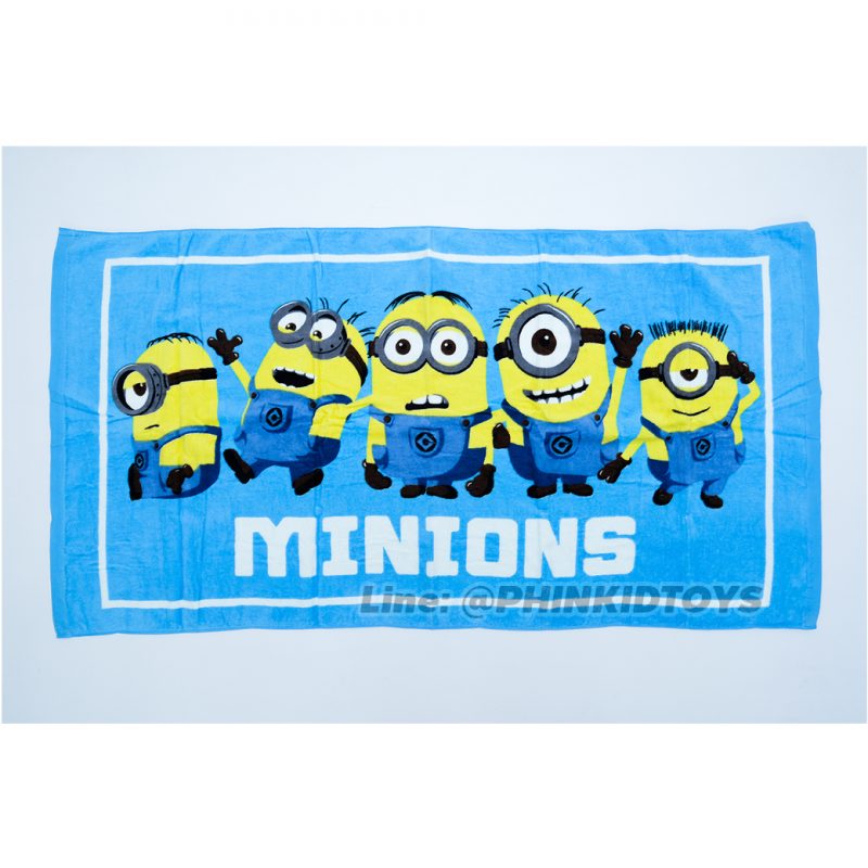 ผ้าขนหนู ผ้าเช็ดตัวลายมินเนี่ยน Minion 26x52 นิ้ว สีฟ้า ลาย04