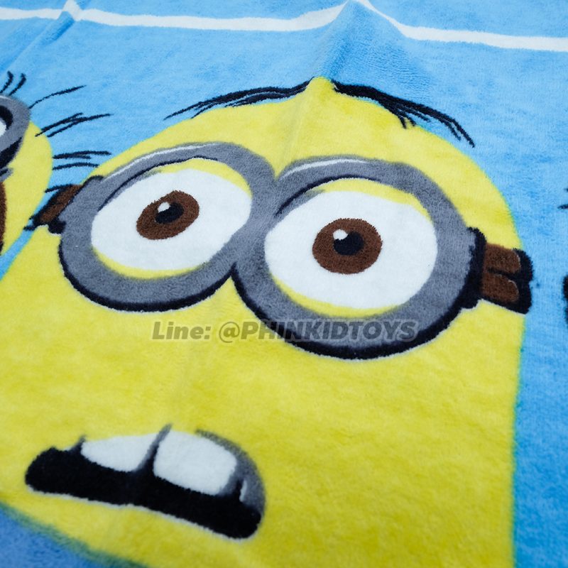 ผ้าขนหนู ผ้าเช็ดตัวลายมินเนี่ยน Minion 26x52 นิ้ว สีฟ้า ลาย04