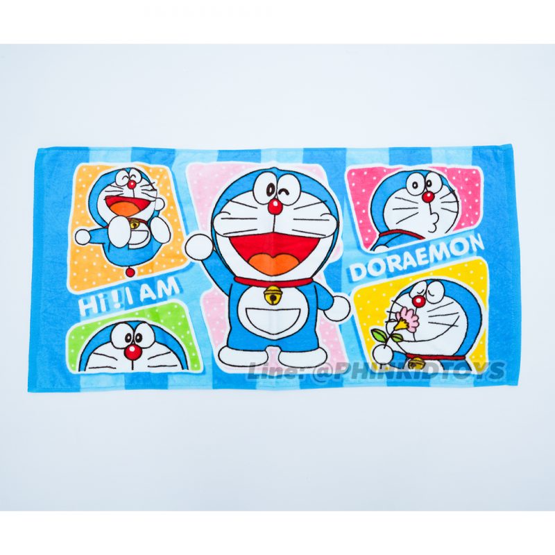 ผ้าขนหนู ผ้าเช็ดตัวลายโดเรมอน Doraemon 16x32 นิ้ว สีฟ้า ลาย04-01