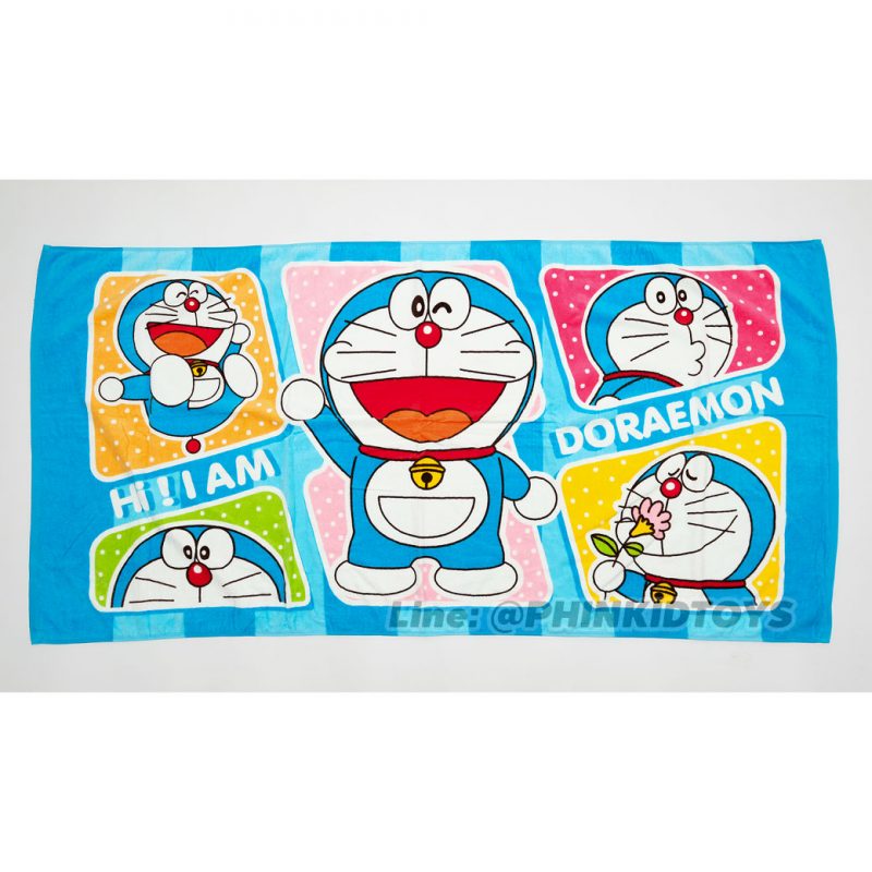 ผ้าขนหนู ผ้าเช็ดตัวลายโดเรมอน Doraemon 30x60 นิ้ว สีฟ้า ลาย04